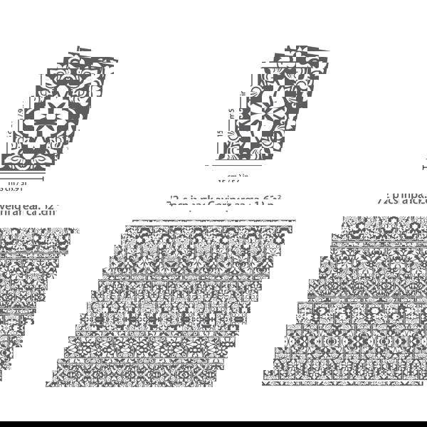 WT1542 - Dark Grey Spanish Renaissance Tiles Wall Stickers - 15 cm x 15 cm - 24 pcs