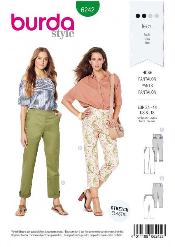 Burda Sewing Pattern 6242 Trousers For Women, Sizes 8-18 - Easy