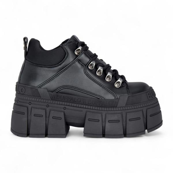 Buffalo Womens Chunky Platform Black Gothic Ankle Boots - Gospher Hike-Lo