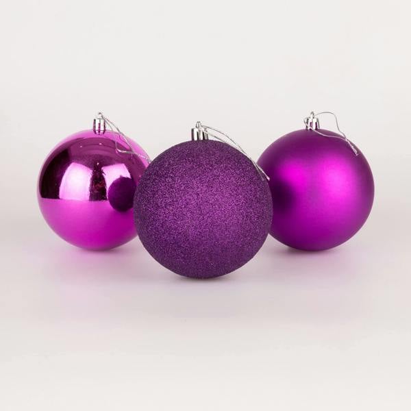 Purple Shatterproof Christmas Baubles Pack Sizes for Tree Decorations, 10cm Round Festive Ornaments image 1