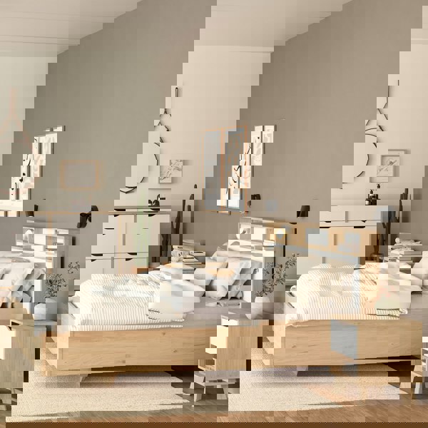 Furniture To Go Ikast Nightstand 1 Drawer in Jackson Hickory and White