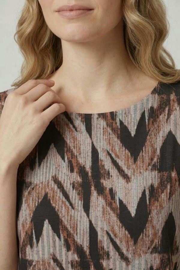 Brown | Printed Short Sleeve Relaxed Top