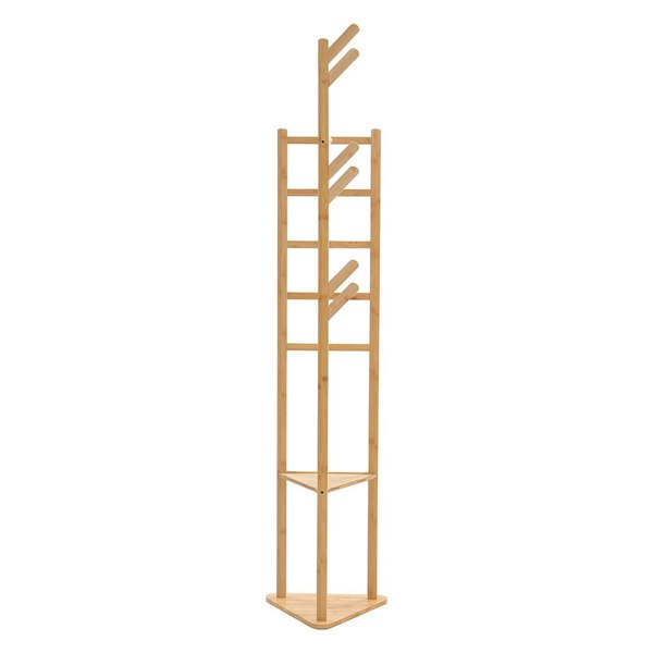 Living and Home Bamboo Clothes Rack Coat Stand Standing Tree for Entryway Bedroom Office Classic Style