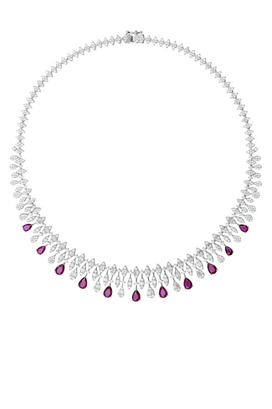Latelita Duchess Ruby Statement Necklace Silver
