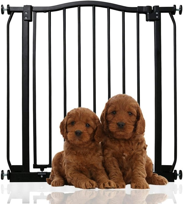 Bettacare Curved Top Dog Gate, 71cm - 80cm, Matt Black, Pressure Fit Pet Gate for Dog and Puppy, Pet and Dog Barrier