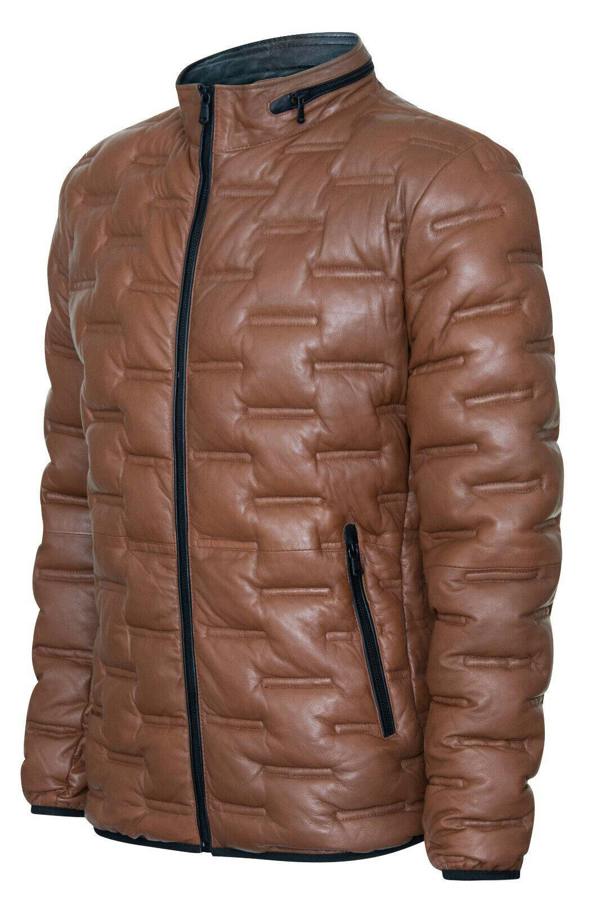 Infinity Leather Men's Puffer Quilted Bomber Leather Jacket - Recife