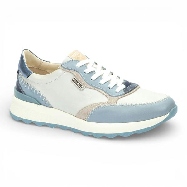 Arrecife - Women's Denim Blue Leather Lace Up Sneakers - Pikolinos - 3