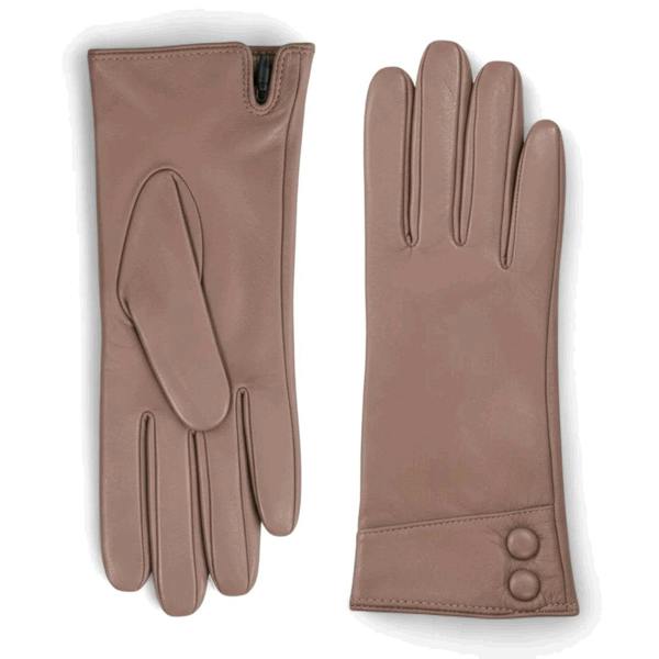 Women's Genuine Leather Decorative Buttons Gloves - Beige - Infinity Leather - 6