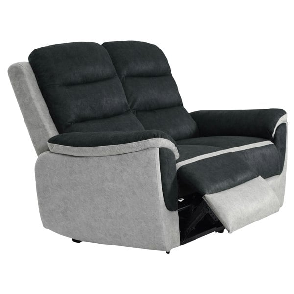 Comfy Living Two Tone Contrast Fabric Recliner Set Chair 2 Seater Sofa 3 Seater Sofa Grey