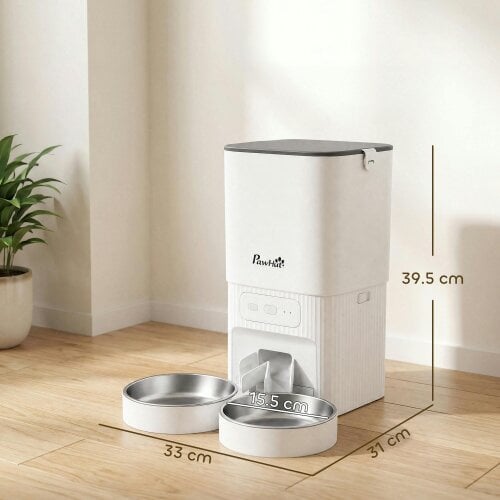 PawHut Automatic Cat Feeder, 7L Cat Food Dispenser with App Control, Timer