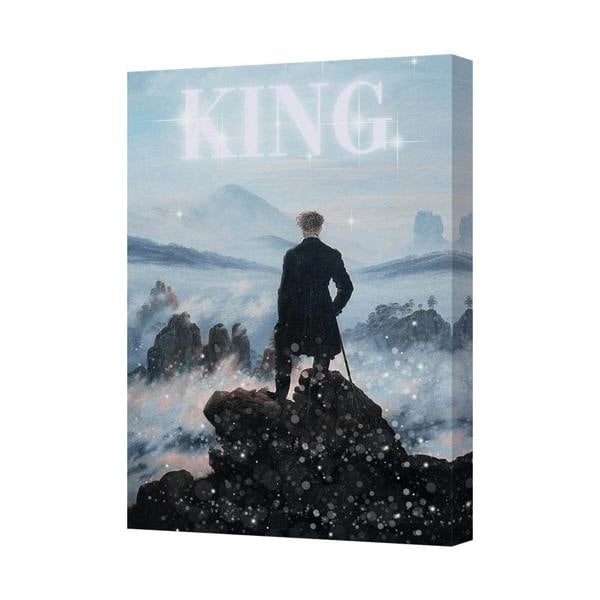 Benjamin Tate Design King Canvas Wall Art Print Mountain Landscape With Figure On Cliff
