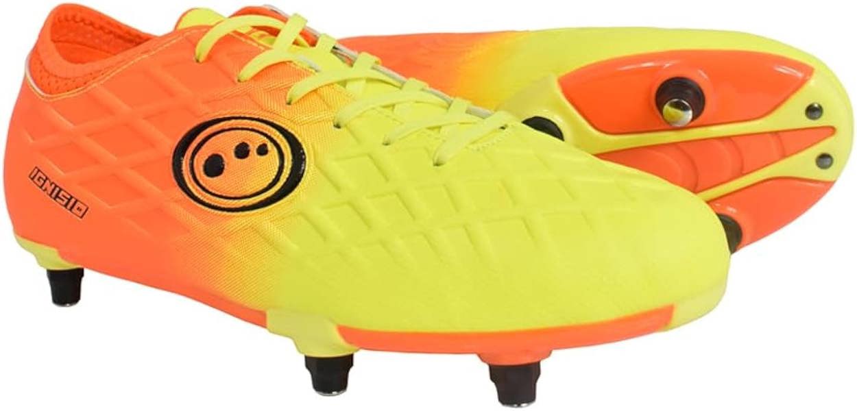 Ignisio Junior 6 Stud Football Boot – Lace-Up, Yellow/Orange - Optimum