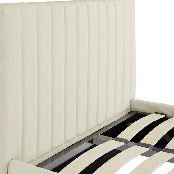 Wyld Haus Dublin Cream Upholstered 3ft Single Ottoman Bed with Tall Ribbed Headboard