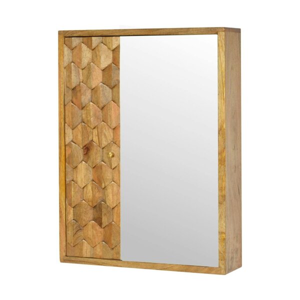 Wyld Haus Otranto Pineapple Carved Mango Wood Mirror Cabinet