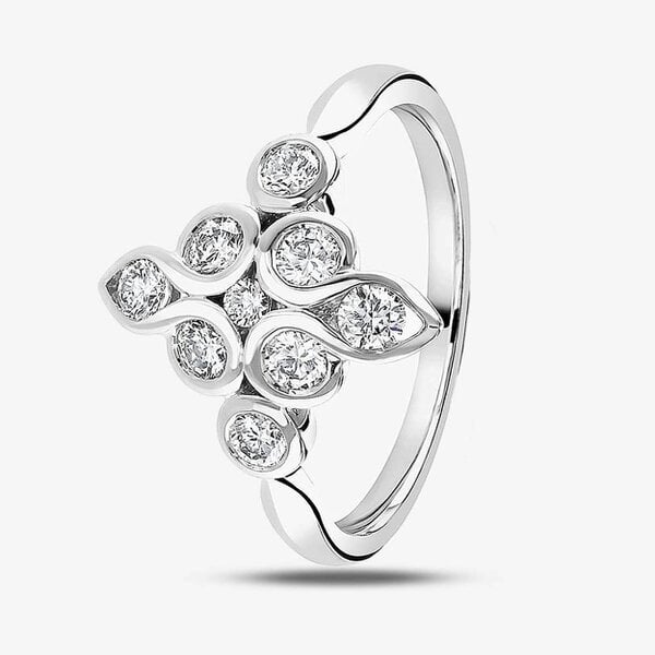 T. H. Baker 18ct White Gold 0.63ct Rubover-Set Diamond Fancy Ring LG208/RA N