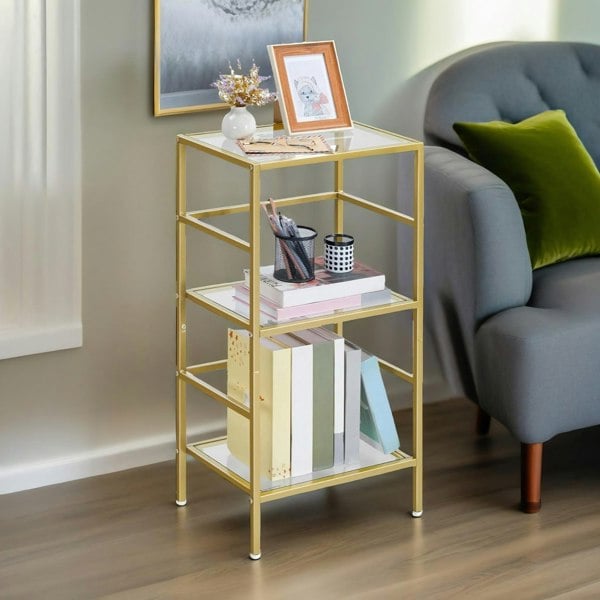 Rafaelo Mobilia Gold Glass 3 Tier Side Table