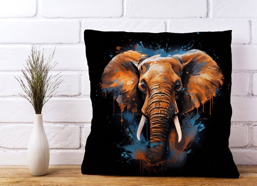 Warren Reed Splashart Elephant Blue Cushions