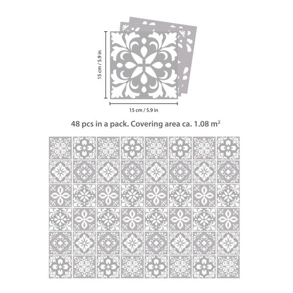 WT1556Y - Two Tone Grey Color Tile STicker - 24 pcs