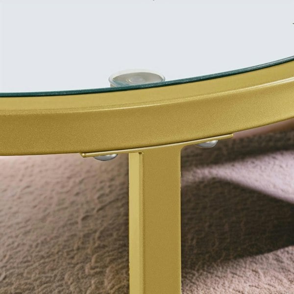 Rafaelo Mobilia Set Of 2 Round Gold Nesting Tables With Tempered Glass