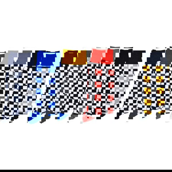 Anysox 5 Pairs Size 5-14 Fashion Socks Novelty Skateboard Squares Black and White Pattern Cotton for Women Dark Blue