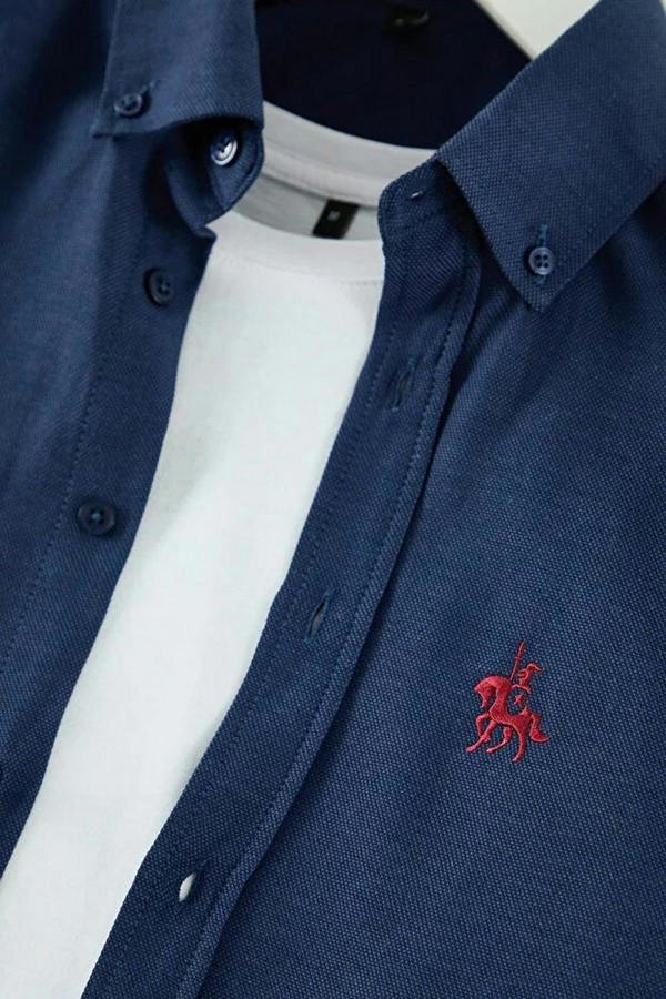 WOVCOR Oxford Smart Men’s Shirt with Embroidery Details