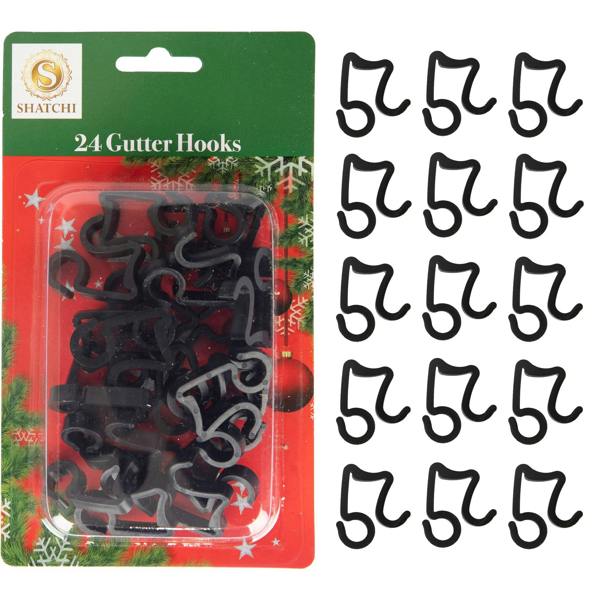 24Pcs Black Gutter Hooks for Festive Lights and Seasonal Outdoor Decorating image 1