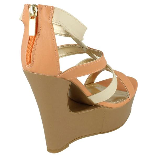 Anne Michelle Ladies Anne Michelle Cut Out Wedge T-Bar Sandals