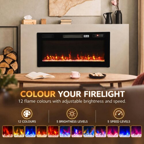 HOMCOM 3 IN 1 Electric Fireplace with 12 Flame Colours, 5 Brightness, 92cm