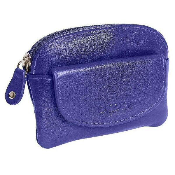 SADDLER Compact Leather Zip-Top Coin Purse "Molly" – Handmade by Saddler | RFID Protected & Gift Boxed | With Front Pocket & Interior Key Ring - Ultra Violet