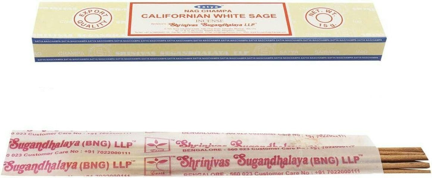 Satya Californian White Sage Incense Sticks, 12 x 15g Packs