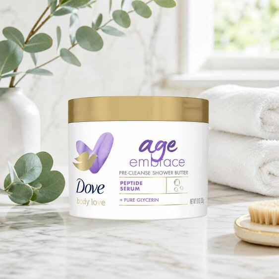 Dove Body Love Age Embrace Pre-Cleanse Shower Butter with Peptide Serum, 3x283ml
