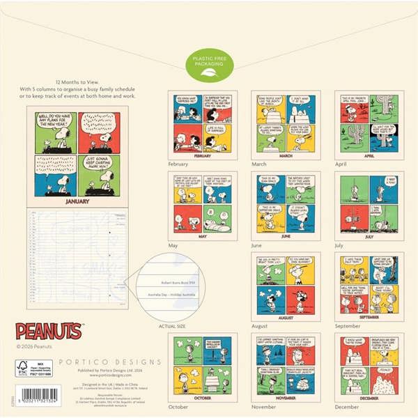 Peanuts Family Planner 2027, Family Planners, Month To View, Humour, Gift