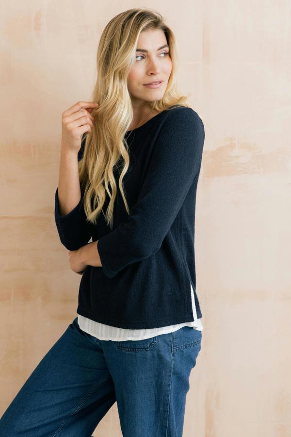 Olive Shirt Jumper Navy