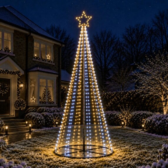 Samuel Alexander 3m Light up Christmas Pyramid Cone Tree with 997 White & Warm White LEDs