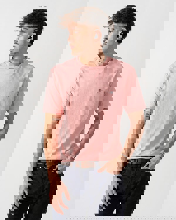 GANT Mens Regular Fit Short Sleeve Shield Logo T-Shirt - 671 Bubbelgum Pink main