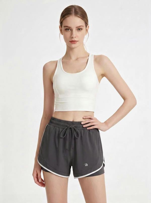 Anniou Women's 2-in-1 Athletic Shorts - Grey
