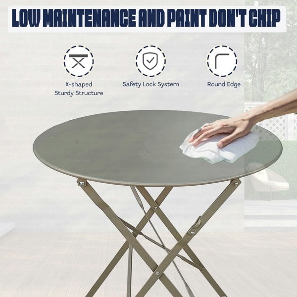 Furniture One Metal Bistro Garden Furniture Set, Folding Bistro Table and Chairs Set of 2 for Garden Patio Porch Balcony Set
