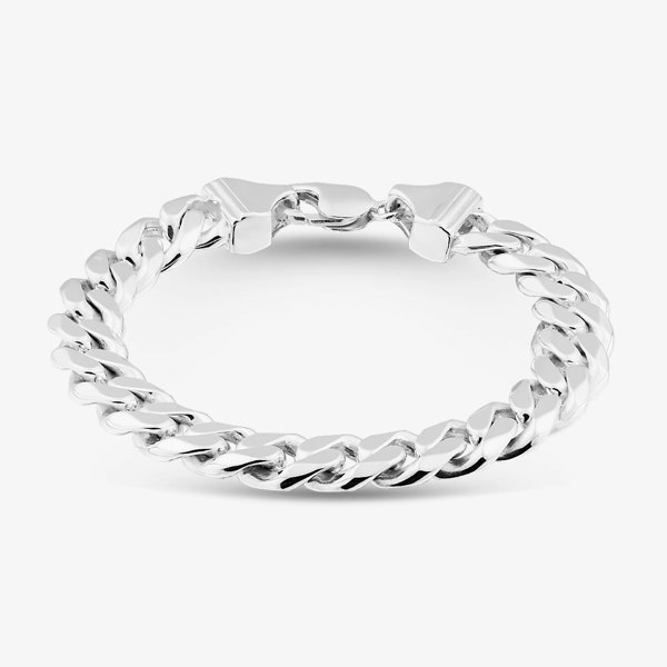 T. H. Baker Sterling Silver 11mm Curb Chain Bracelet S5172
