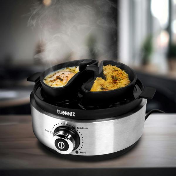 Duronic Electric Egg Boiler EB40 BK Steamer for Eggs 400W Automatic Egg Boiler Electronic Omelette Maker Poacher for 7 Soft, Medium & Hard Boiled Eggs