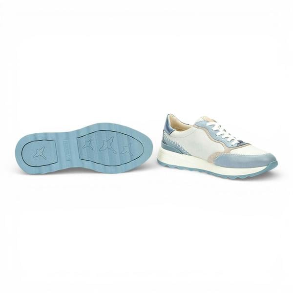 Pikolinos Women's Denim Blue Leather Lace Up Sneaker Trainers Shoes - Arrecife