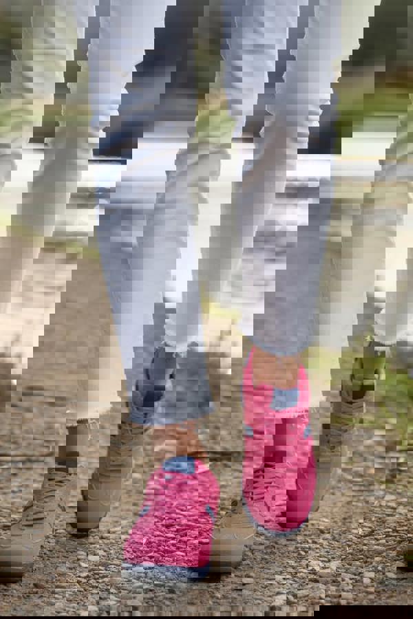 Trendy Trotters Fuscia Pink Faux Suede Trainers, Contrast Platform & Stripes. Retro Sneakers