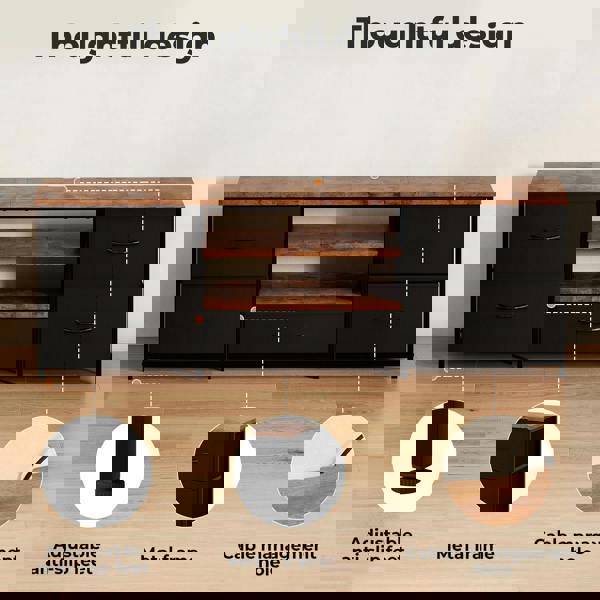 Levede TV Stand Cabinet Entertainment Unit Stand 140cm 5 Drawers Storage Shelves