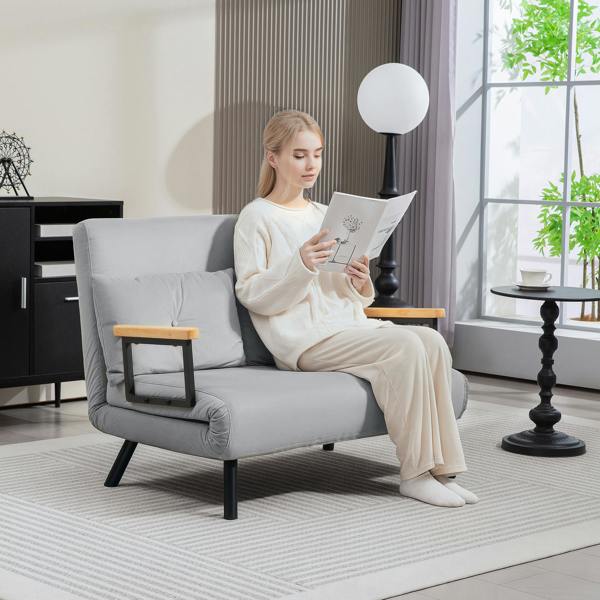 HOMCOM Click Clack 2 Seater Sofa Bed for Living Room, Guest Room - Light Grey