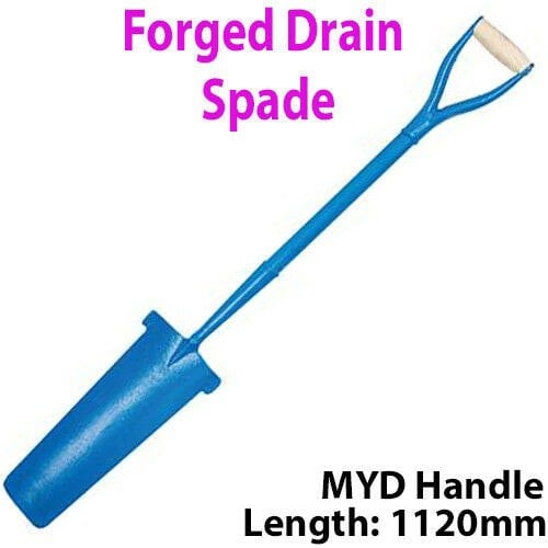 Solid Forged Steel 1120mm Drain Digging Spade MYD Handle Gardening Tool Loops