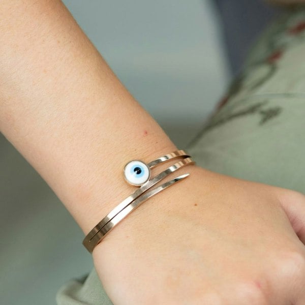 The Colourful Aura Round Evil Eye 18ct Rose Gold Multilayer Turkish Antique Armlet Bangle