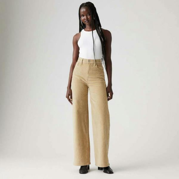 Levis Womens/Ladies Ribcage Wide Leg Trousers - Beige - 