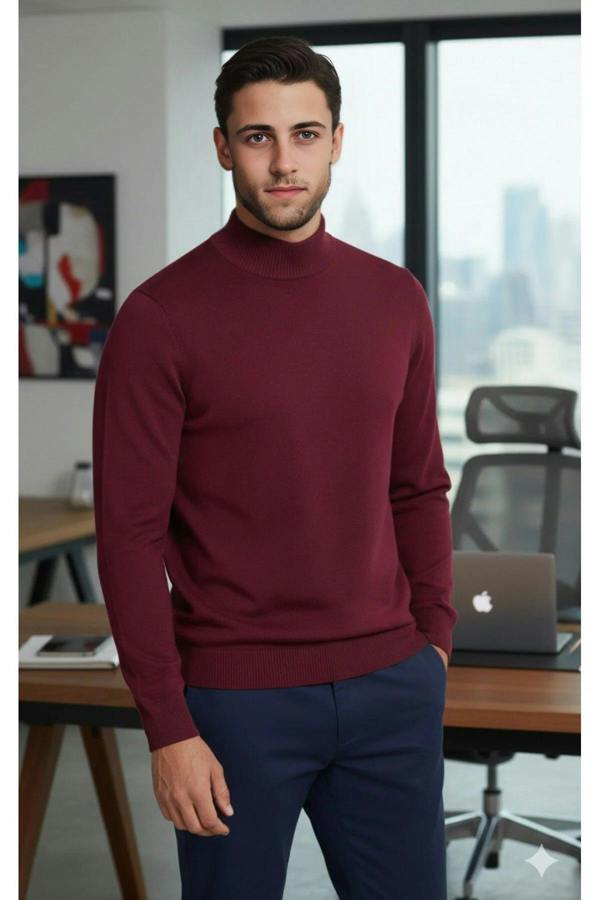 WOVCOR Half Turtleneck Regular Fit Knit Men's Sweater