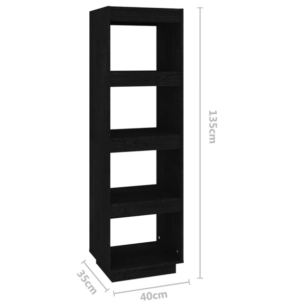 Berkfield Book Cabinet/Room Divider Black 40x35x135 cm Solid Pinewood