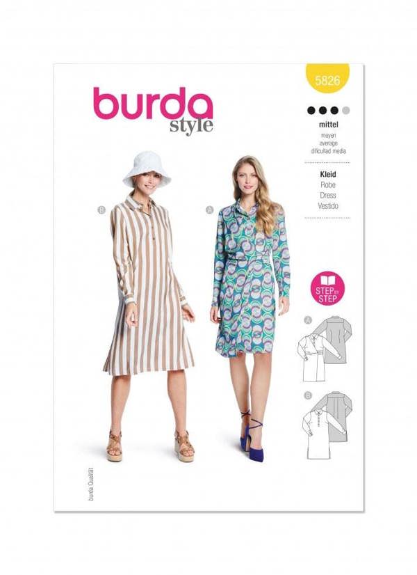 Burda Sewing Pattern 5826 Dresses For Women, 10-22 (36-48) - Intermediate