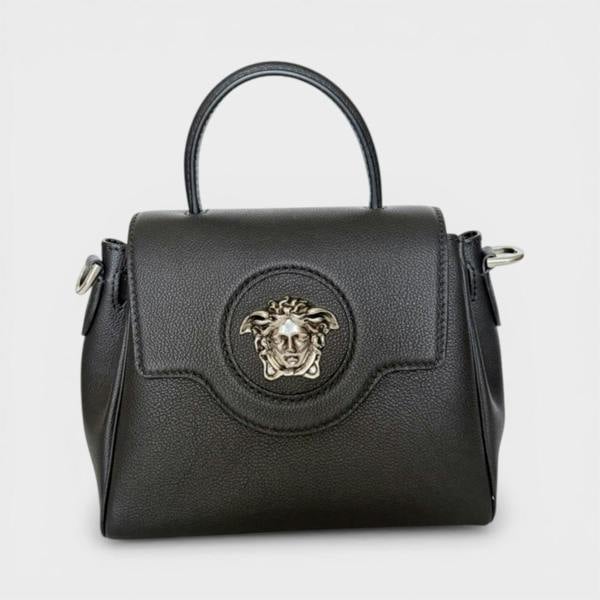 Versace Medusa Leather Top Handle Bag Black